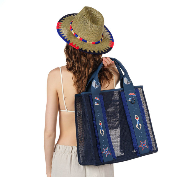 Deep Sea Navy Blue Beach Bag